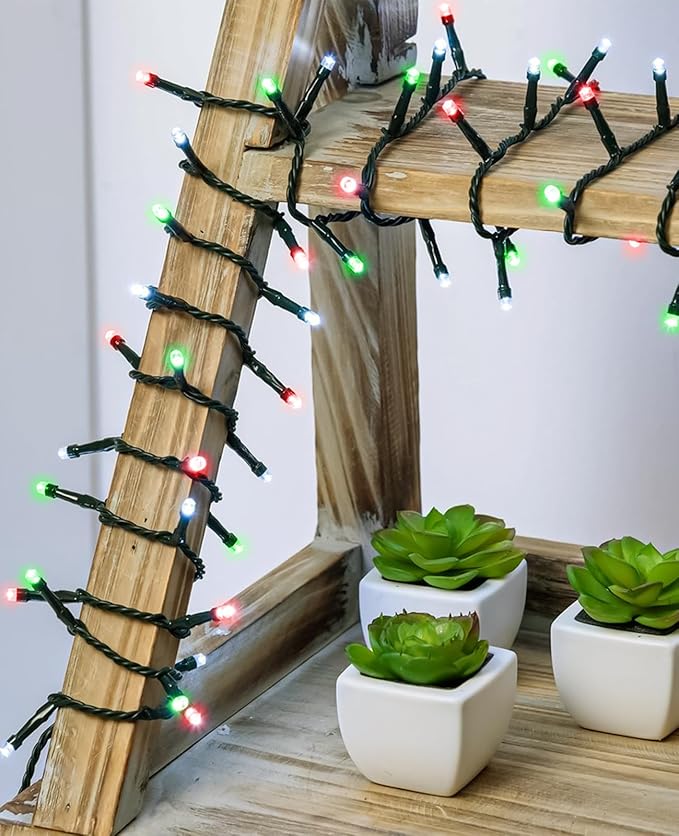 80FT 240 LED Christmas Lights Outdoor, Plug in Christmas Tree Lights Waterproof 8 Modes, Green Wire Connectable String Light for Indoor Garden Xmas Party Holiday Decorations, Red White Green