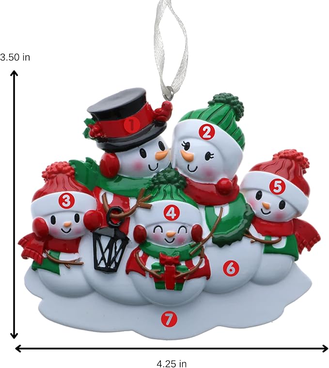 2025 Family Christmas Ornament β Personalized Ornament for Families β Custom Snowman Family Ornament β Holiday Tree Decoration Keepsake Gift (Family of 5)