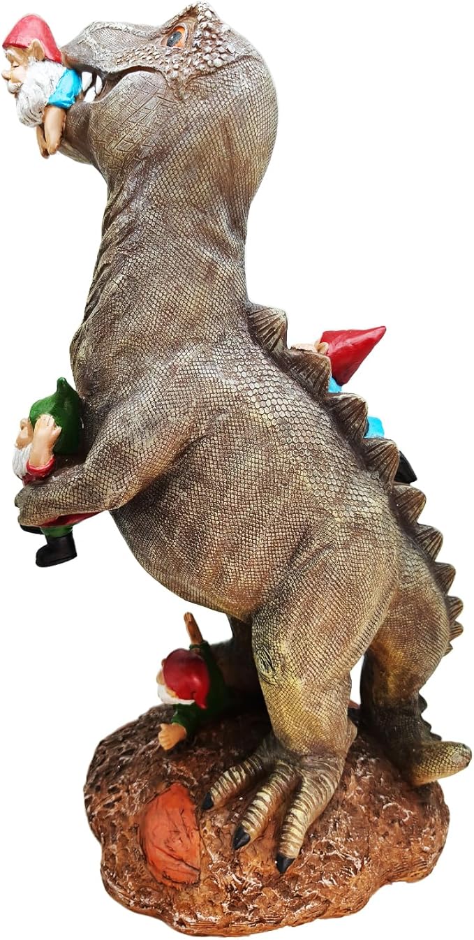 Cute 18" Porch Dinosaur Statue Tall Large Strong, T Rex Decent Gift Garden Party Décor Resin Funny Garden Gnome for Outdoor Indoor Decor, Lawn Ornaments, Patio Porch Yard Art Sculptures