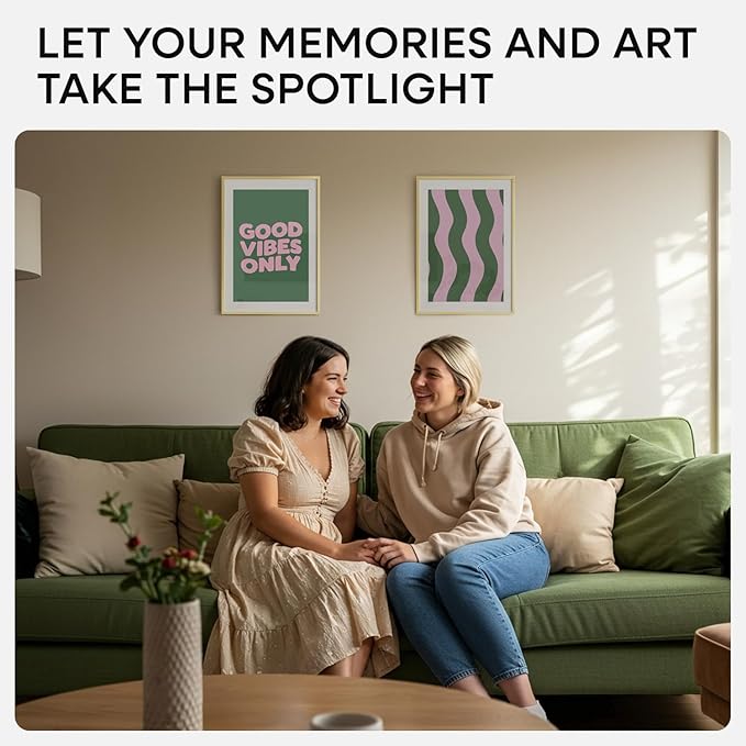 Homeforia 12x17 Picture Frame Gold, High End Metal 12x17 Poster Frames with Mat 10x15 Photo, 12 x 17 Gold Frame Matted to 10 by 15 Print, 17by12 Thin Hanging Frames, Tempered Glass, Wall Kit, Set of 1