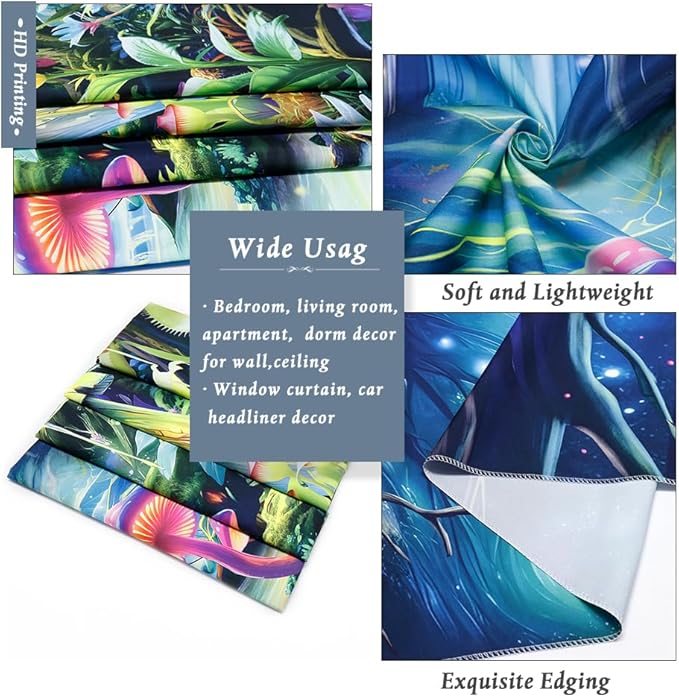 Yuiqear Blacklight Mushroom Tapestry Fantasy Forest Tree Tapestries UV Reactive Floral Plant Tapestries Neon Glow in The Dark Tapestry Wall Hanging for Bedroom Aesthetic Decor