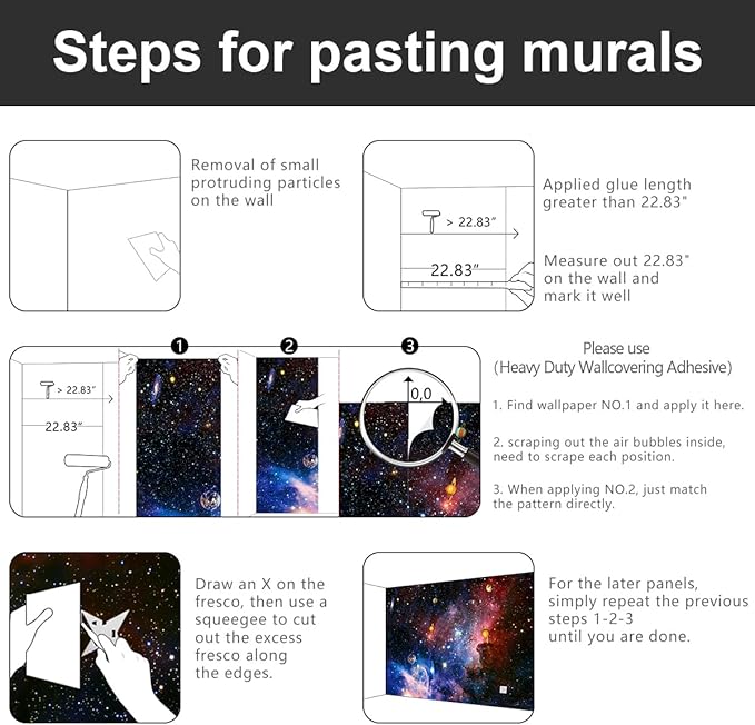 '-Galaxy Universe Planet Ceiling Fabric Wallpaper Boys Girls Nursery Starry Sky Children Bedroom Bathroom Large Mural- 137"x96"( not Peel and Stick)