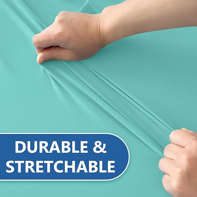 Spandex Table Cover for 6 Foot Rectangle Tables-6 Pack Aqua Blue Outdoor Picnic Elastic Table Cover-Spandex Stretch Folding Table Cloths for Camping Dining Room Patio Kitchen Banquet Party