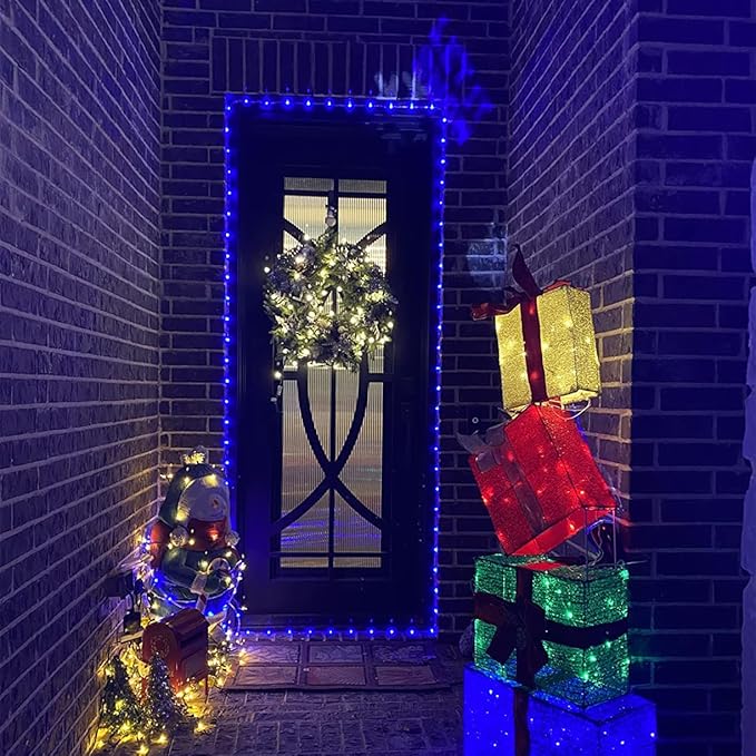 YEGUO 2 Packs Each 33ft 100 LED Solar Rope Lights Outdoor Waterproof, Solar Pool Light Blue, 8 Modes Solar Fairy Lights in Clear Thin Tube Outside for Camping Fence Patio Garden Trampoline Deck