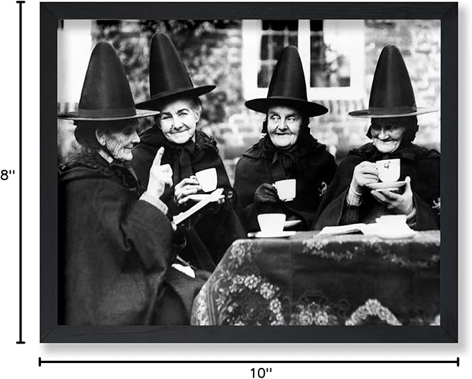 Poster Master Vintage Witches Tea Party Poster - Retro Witchcraft Print - Halloween Art - Gift for Men & Women - Funny Gothic Decor for Living Room, Bedroom, Kitchen or Dorm - 8x10 UNFRAMED Wall Art