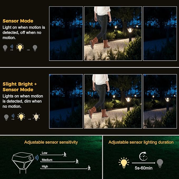 XMCOSY+ Smart Pathway Lights Solar Powered, 150LM Solar Motion Lights Outdoor Waterproof with APP Control, Works with Alexa RGBCW Color Changing Garden Light for Yard Walkway Driveway Pathway, 6 Pack