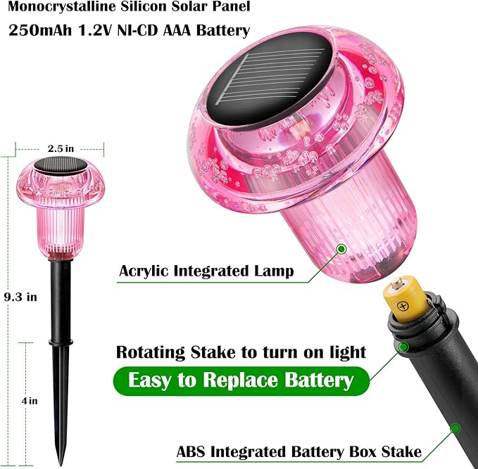 Halloween Solar Lights Outdoor 16 Pack Pink Purple LED Waterproof Mushroom Outside Lights for Yard Garden Patio Pathway Walkway Landscape Halloween Decorations