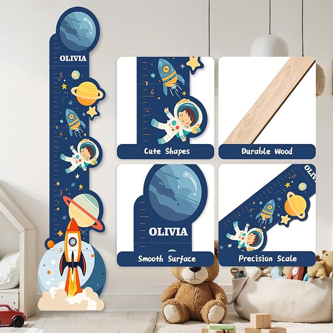 Personalized Name Growth Chart for Wall, Space Height Measurement for Wall, Children Height Chart Ruler, Portable 3D Removable Growth Chart, Wall Height Measurement for Kids