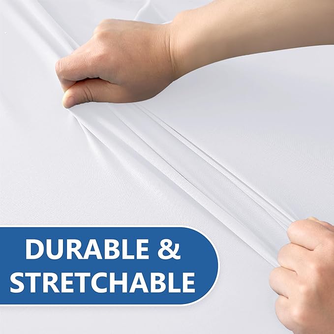 Spandex Table Cover Fitted 4ft Rectangular Tables-6 Pack White Stretch Table Clothes-Stretchable Elastic Folding Tablecloth for Outdoor Picnic Camping Dining Room Patio Kitchen Banquet Party
