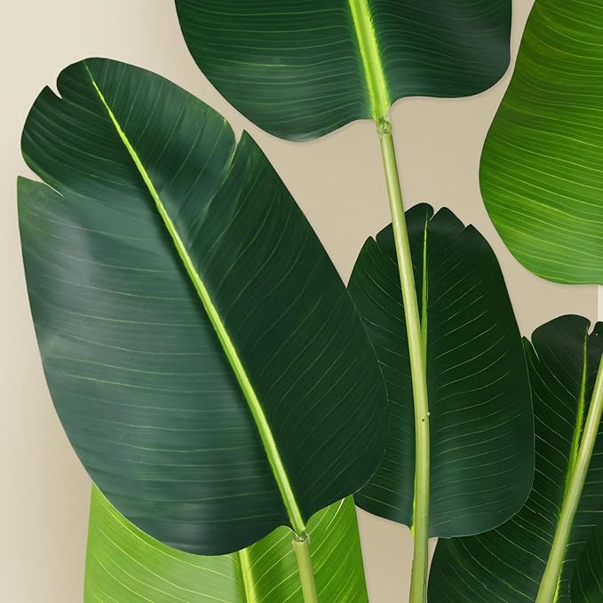 Artificial Bird of Paradise Plant 5.2Ft Fake Tropical Palm Tree with 10Trunks Faux Banana Leaf Trees in Pot for Home Indoor Outdoor Office Modern Decor Housewarming Gift(1Pcs)