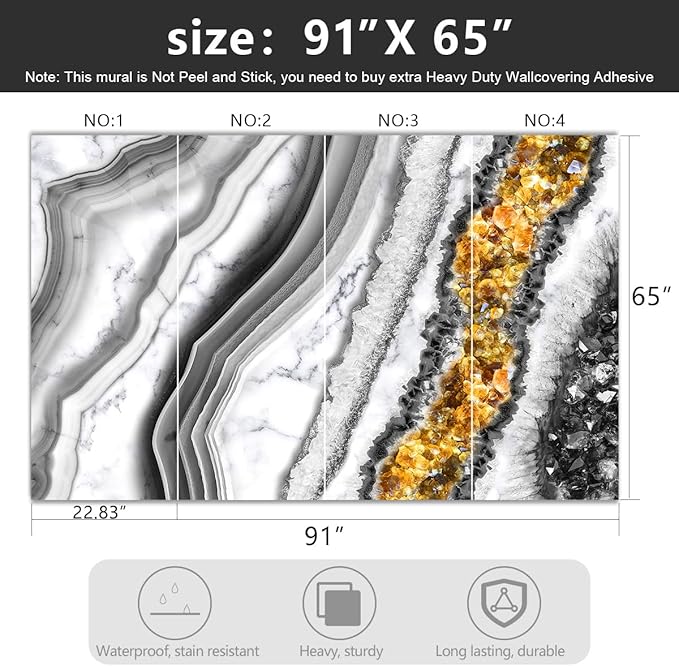 '-Black and Gold Marbled Fabric Wallpaper Living Room Abstract Art Bedroom Bathroom Wall Mural- 91"x65"( not Peel and Stick)