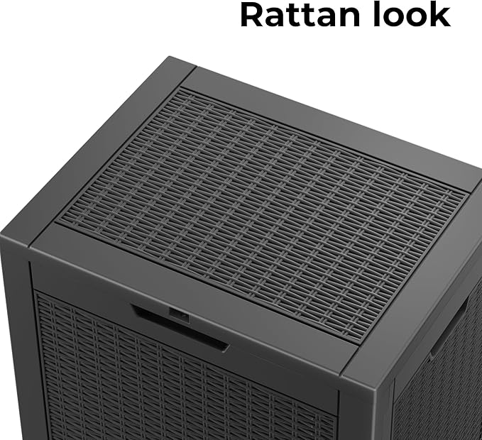 Vixzen 31 Gallon Resin Deck Box - Lockable Outdoor Storage for Patio Cushions, Garden Tools, Pool Supplies,Black