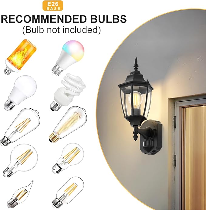 Lamomo Outdoor Wall Sconce, 2 Pack Dusk to Dawn Motion Sensor Light Fixtures, Exterior Aluminum Waterproof Porch Lights for Patio Front Door Garage