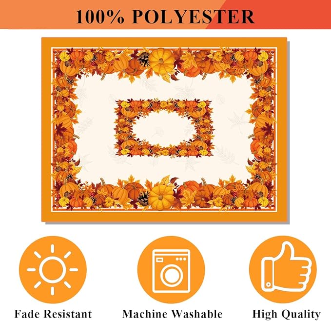 SASTYBALE Pumpkin Table Cloth Fall Tablecloths for Rectangle Tables 60 x 120 Inch, Spill Proof Wrinkle Resistant Durable Polyester Table Cover for Thanksgiving, Harvest, Holiday Tabletop