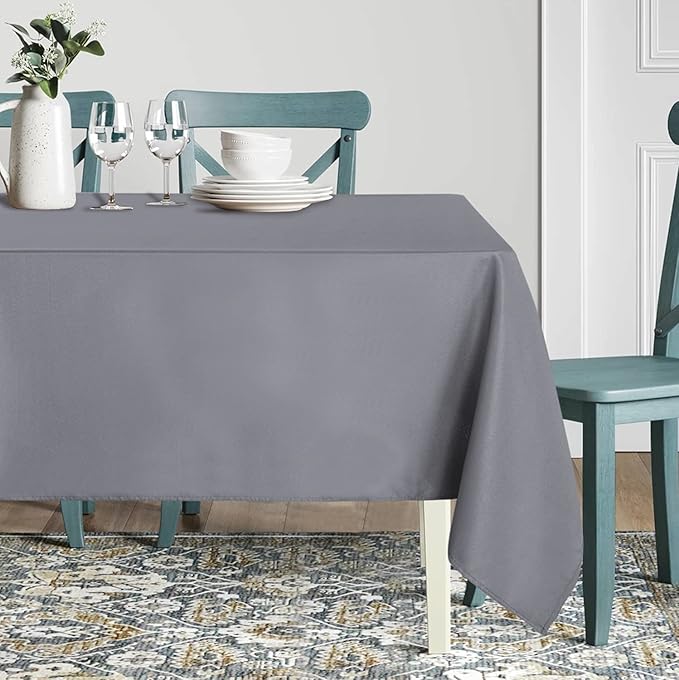 sancua Square Tablecloth - 60 x 60 Inch - Water Resistant Spill Proof Washable Polyester Table Cloth, Decorative Fabric Table Cover for Dining Tables, Buffet Parties and Camping, Light Grey