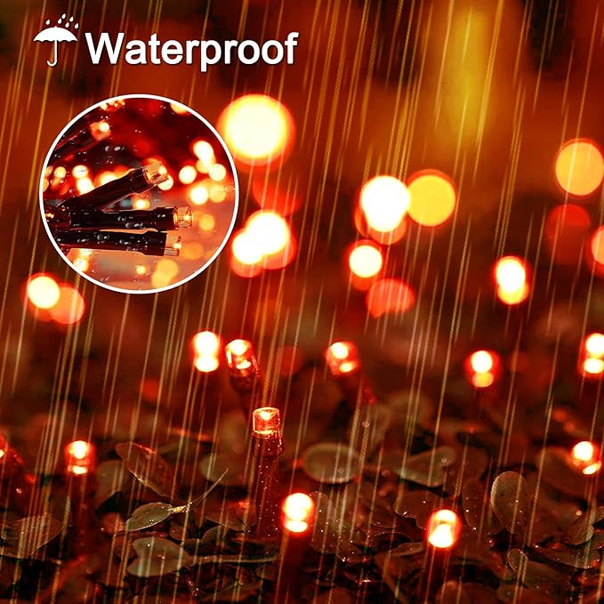 JMEXSUSS 200 LED Orange Halloween Lights Outdoor, 66ft Connectable Halloween String Lights Plug in, 8 Modes Orange Light for Tree Outside Indoor Xmas Party Garden Fence Patio Porch Decor