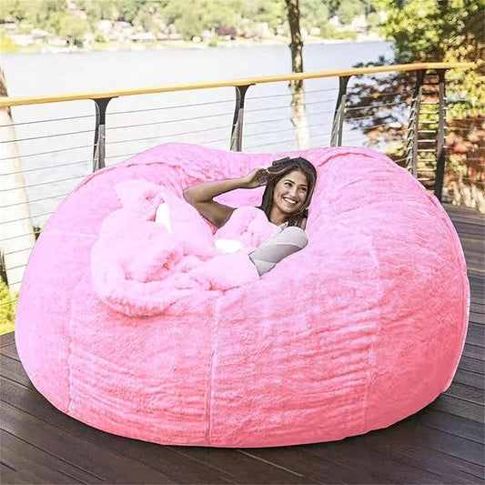 Big Huge Giant Bean Bag Chair for Adults, (No Filler) Bean Bag Chairs in Multiple Sizes and Colors Giant Foam-Filling Required- Machine Washable Covers, Double Stitched Seams (Pink,6FT)