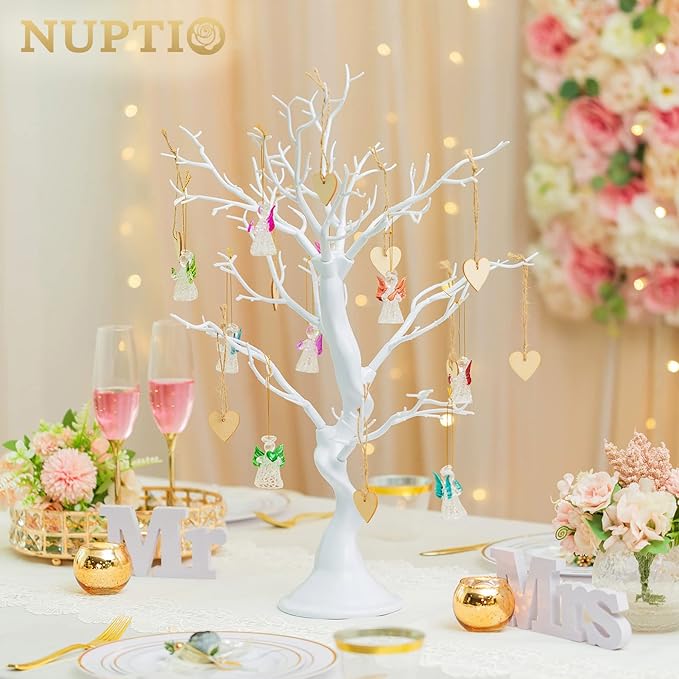 Nuptio Artificial Trees Decorative Trees: 2 Pcs White Twig Trees 22.8in Tall Halloween Decorations Wedding Centerpiece for Tables Fake Easter Tree for Christmas Thanksgiving Birthday Party Decor
