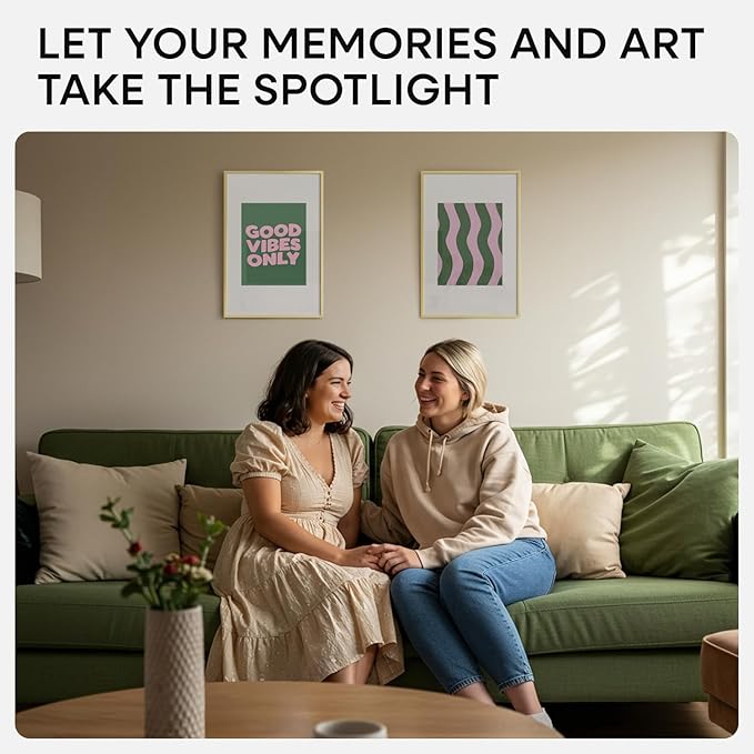 Homeforia 12x18 Picture Frame Gold, High End Metal 12x18 Poster Frames with Mat 8.5x11 Photo, 12 x 18 Gold Frame Matted to 8.5 by 11 Print, 18x12 Thin Hanging Frame, Tempered Glass, Wall Kit, Set of 1