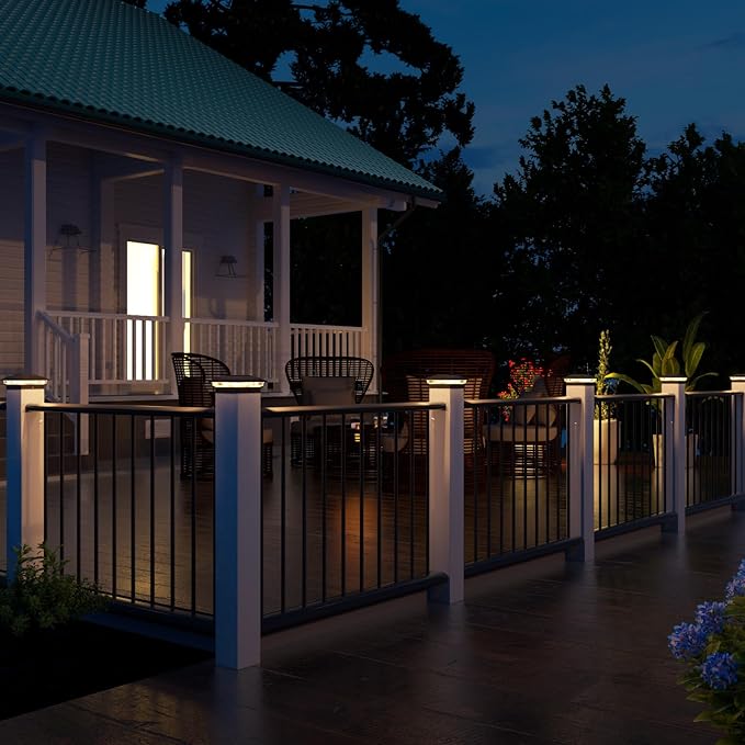 VOLISUN Solar Post Cap Light Outdoor,Solar Fence - Post Lights Waterproof for 4x4/5x5/6x6 Wooden/Vinyl,Black Deck Cap Light Solar Powered with Warm White for Garden/Patio/Porch 6pack