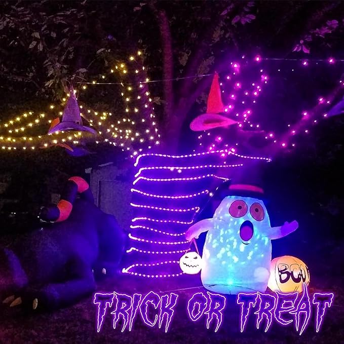 YEGUO 2 Packs Each 33ft 100 LED Solar Rope Lights Outdoor Waterproof, Purple String Lights for Outside, 8 Modes Fairy Lights in Clear Thin Tube for Camping Fence Patio Garden Trampoline Deck