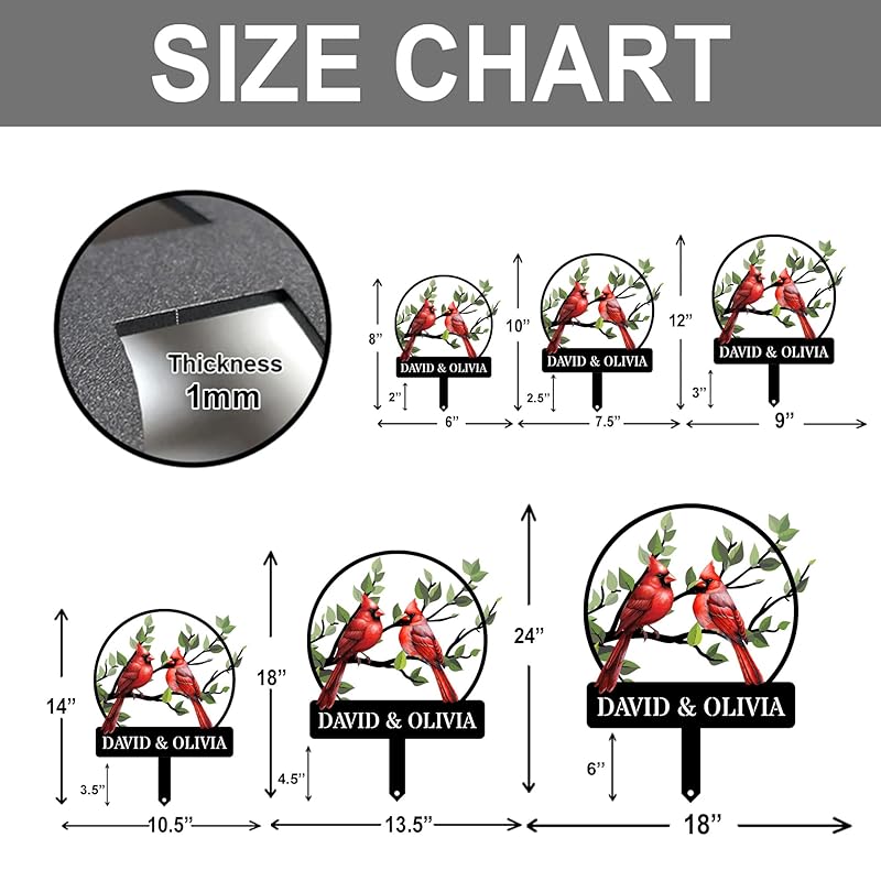 Personalized Name Garden Cardinal Metal Signs with Stake, Custom Family Name Yard Decor for Outdoor Outside, Cardinal Lawn Patio Stake Gardening Enthusiasts Grandmothers Gift