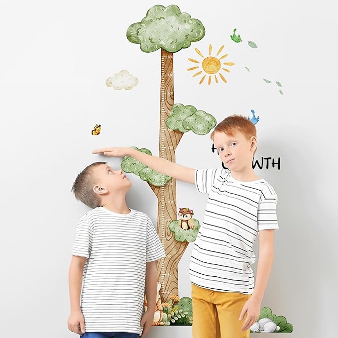 3D Cartoon Height Chart for Kids, DIY Growth Stickers, Removable Height Wall Chart for Kids Nursery, Bedroom, Bathroom