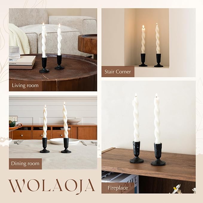 Candle Sticks Holder Decor, Set of 2 Vintage Black Candle Holders, Modern Decorative Tapered Candlestick Holders Centerpiece for Dining Table Centerpiece, Wedding, Party Decor