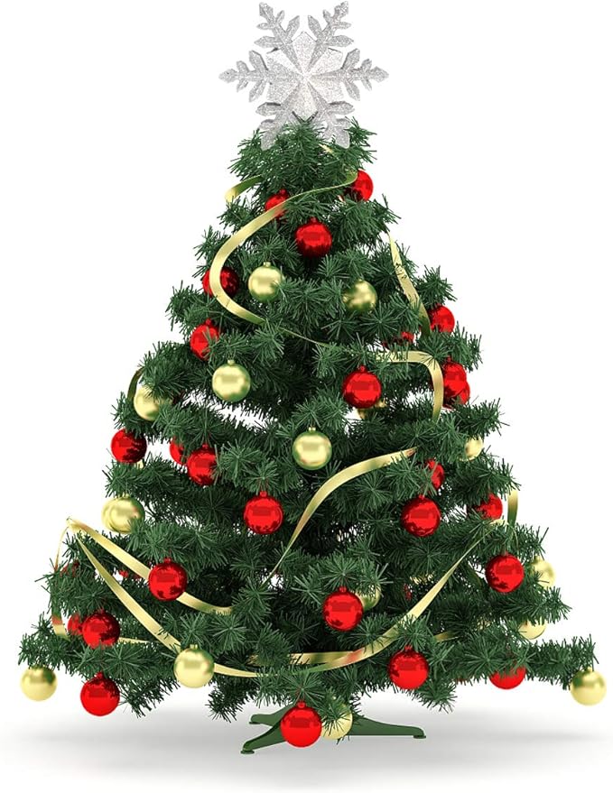 Snowflake Christmas Tree Toppers Lighted, with LED Rotating Snowflake Projector Lights for Indoor Outdoor Christmas Tree Decorations (Silver)