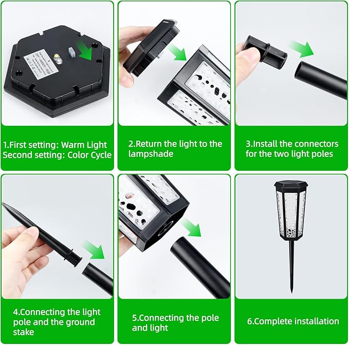 Solar Pathway Landscape Lights 4 Pack, RGB Color Changing+Warm White Outdoor Waterproof Solar Yard Lights for Garden Sideway Outside, Patio, Path, Yard, Walkway, Driveway, 2 Modes