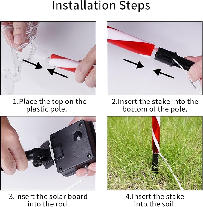 Christmas Solar Pathway Lights Outdoor Decorations, 8 Modes Xmas Tree Candy Lights Waterproof Led Garden Stake Light for Walkway Yard Lawn Porch Holiday Decor 10-Pack (Red Tube Tree, 10 Pack)