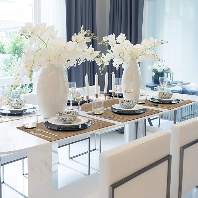 Faux Leather Placemats Set of 6,Heat Resistant Placemats for Dining Table, Easy Clean Non-Slip Place Mats, Waterproof Stain Resistant Wipeable Washable PU Table Mats, (Coffee)