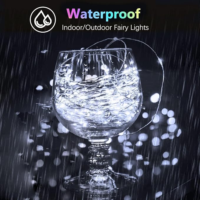 3 Pack 60LED Battery Operated Fairy Lights with Remote, 8 Modes LED String Lights with Timer, Dimmable, Memory Function, Waterproof Twinkle Fairy Lights for Outdoor Indoor Christmas Decor(Cool White)