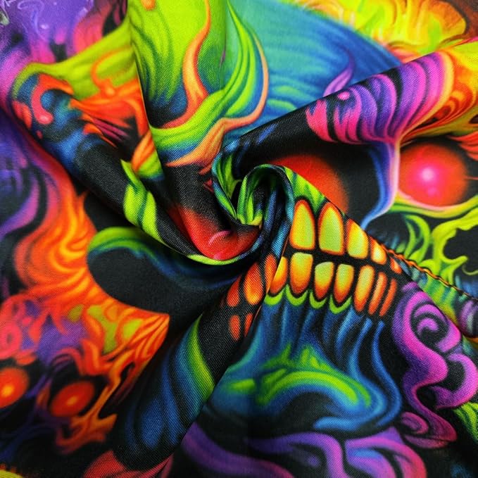 Skull Blacklight Tapestry, UV Reactive Skeleton Tapestry Trippy for Bedroom, Black Light Posters for Adults, Halloween Horror Wall Glow in Dark Tapestry Aesthetic Living Room Dorm Decor 60x51IN