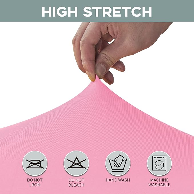 CWK 6FT Waterproof Stretch Spandex Table Cover for Rectangular Tables - Elastic Fitted Tablecloth for Folding Tables,Wrinkle Resistant Table Cloth for Parties, Weddings, Banquets & Events (Pink)