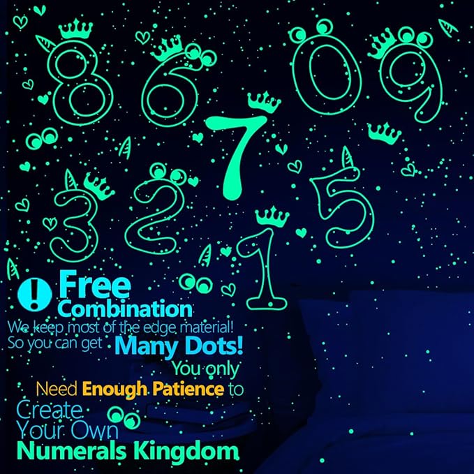 Numbers Wall Decor - Glow in The Dark Number Decor Halloween Decoration Stickers for Halloween Home Decor, Number Stickers Goth Room Decor for Room Décor - Birthday Christmas Gift for Boys Girls