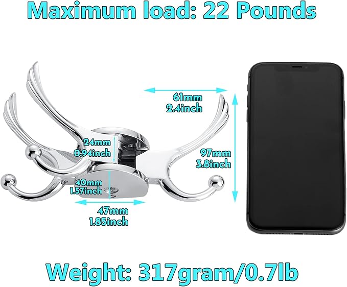 Swivel Coat Hook 2 Pack Heavy Duty Space Saving Towel Rope Hook Wall Mount Triple Swing Arms for RV Bathroom Kitchen Garage,Polished Chrome
