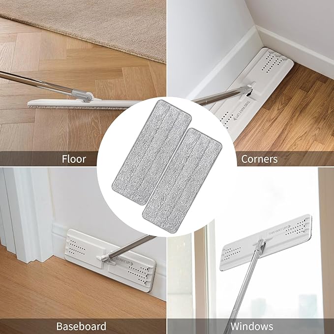 10Pcs Joymoop Mop Replacement Pads, 13 * 4.9'' Universal Mop Pads Mop Head Refills Washable Wet Mop, Compatible with Most 11-13” Size Mops,