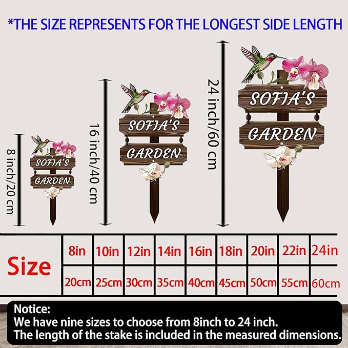 Personalized Watercolor Bird Metal Sign with Stake,Custom Gardener Last Name Signs Outdoor Decor,Customized Gardening Housewarming Gifts,Birds on the Branch Plaques for Patio Lawn Porch Backyard Farm