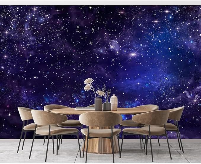 Custom Galaxy Space Wall Mural Starry 3D Wallpaper Night Sky Murals Outer Space Murals Bedroom Living Room Wallpaper