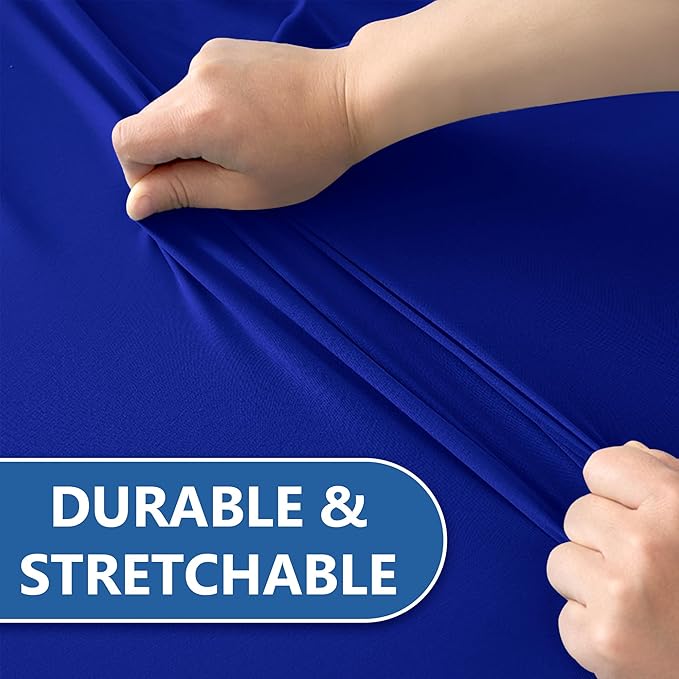 Fitted Tablecloth for 8 Foot Rectangle-2 Pack Royal Blue Elastic Outdoor Picnic Table Cover-Spandex Stretch Folding Table Cloths 8ft for Camping Dining Room Patio Kitchen Banquet Party