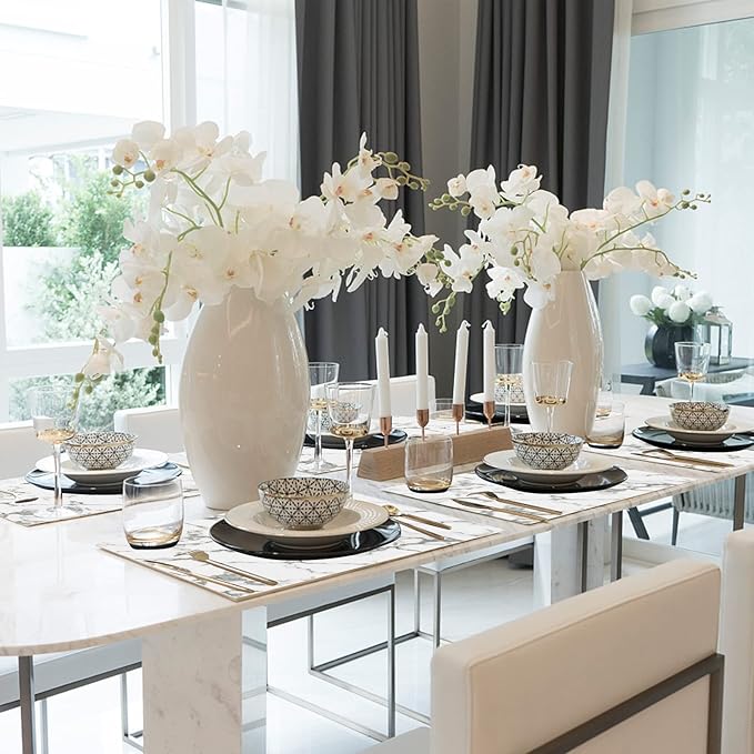 Faux Leather Placemats Set of 6,Heat Resistant Placemats for Dining Table, Easy Clean Non-Slip Place Mats, Waterproof Stain Resistant Wipeable Washable PU Table Mats, (Marble)