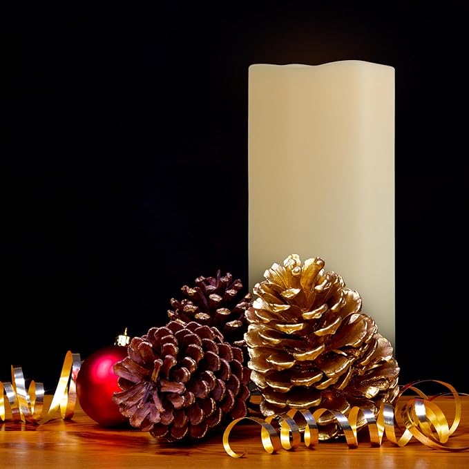 4" x 8" Waterproof Outdoor Flameless Candles with Remote and Timer, Battery Operated LED Flickering Plastic Pillar Candles for Lantern, Wedding, Porch, Ivory, Pack of 1