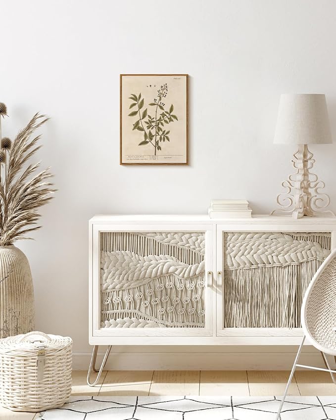 VIYYIEA Framed Canvas Wall Art Home Decor Boho Plant Wall Decor Minimalist Botanical Print Canvas Wall Art Pictures for Rustic Vintage Farmhouse Home Kitchen Room Decor 12x16in