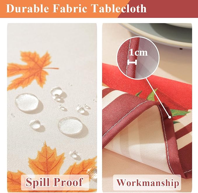 SASTYBALE Fall Tablecloths for Rectangle Tables 52 x 70 Inch Pumpkin Table Cloths with Sunflower & Maple Leaves Washable Spillproof Durable Polyester Table Cover for Thanksgiving, Harvest, Holiday