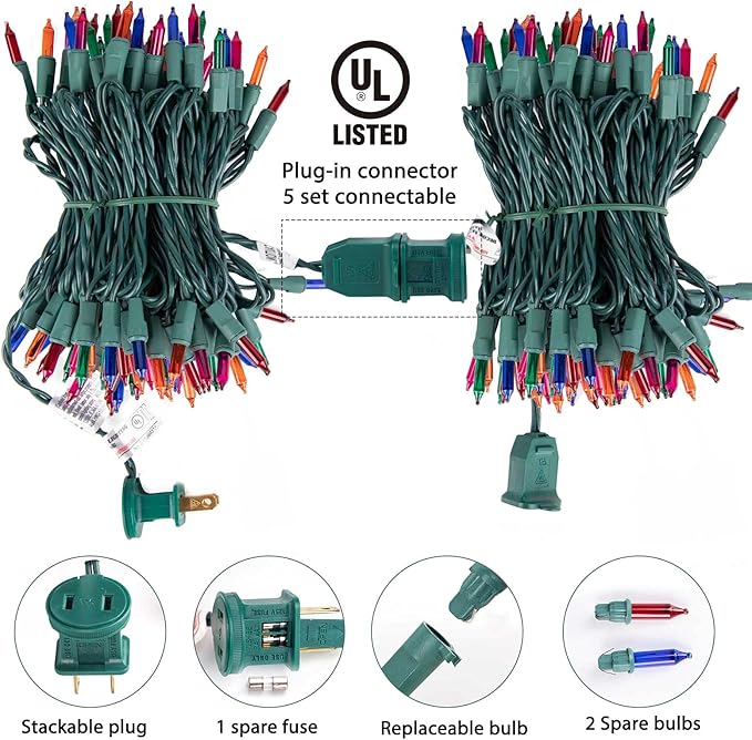 Minetom 100 Counts Clear Christmas String Lights 26.5 Feet Warm Mini Lights Waterproof for Indoor Outdoor Patio Wreath Garden Wedding Party Thanksgiving Holiday Xmas Tree Decorations, Multicolored