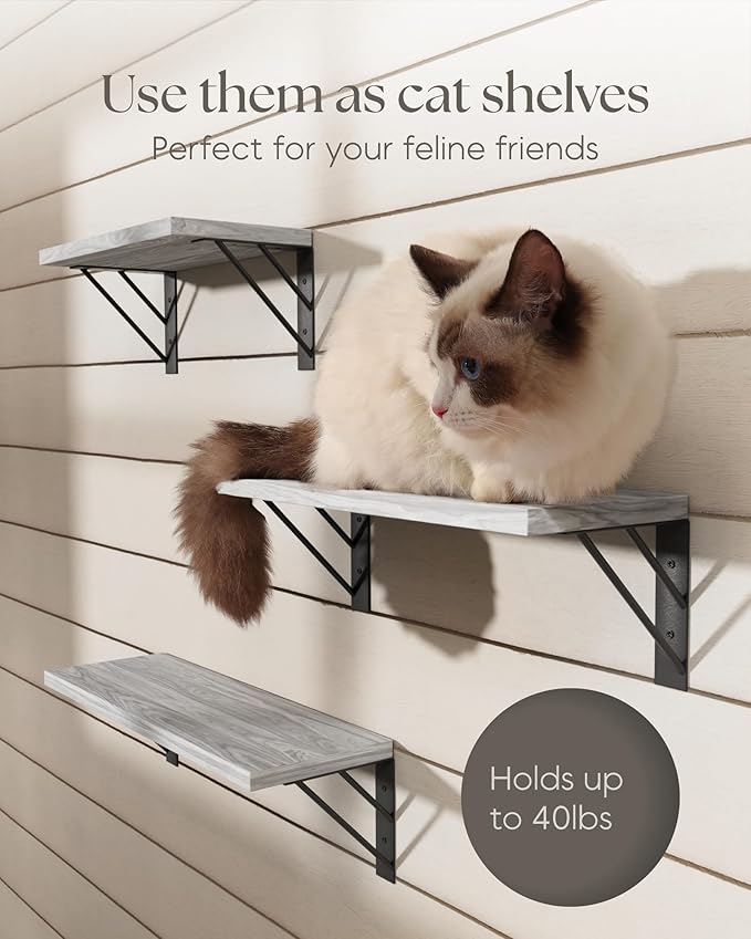 BAYKA Wall Shelves for Bedroom Decor, Floating Wall Shelves for Living Room Kitchen Storage, Wall Mounted Rustic Wood Floating Shelves for Kids Books,Corner Shelves for Bathroom(White,Set of 3)