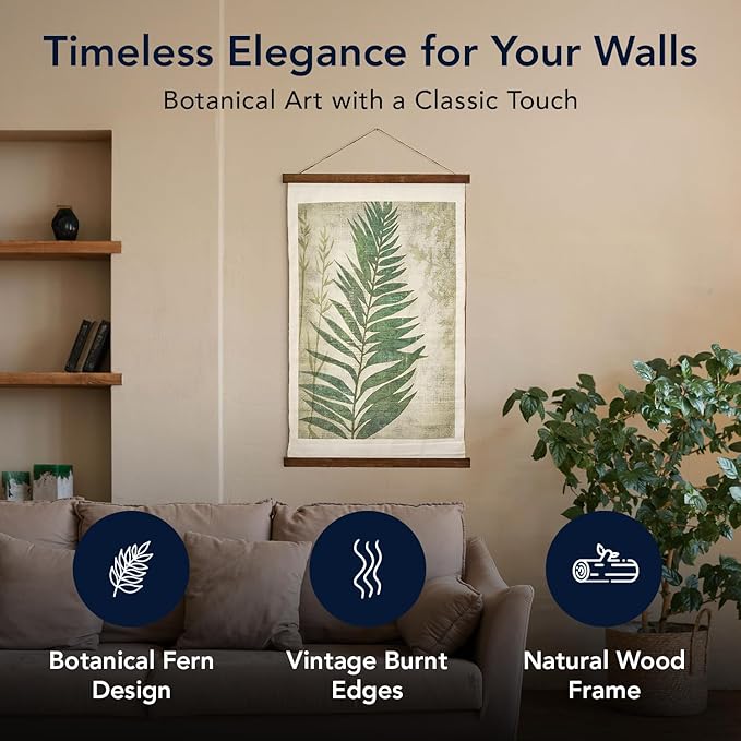 American Art Decor Leaf Wall Scroll Tapestry with Rope