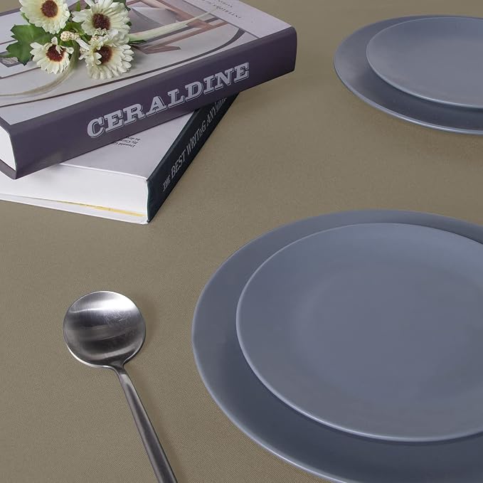 sancua Square Tablecloth - 60 x 60 Inch - Stain and Wrinkle Resistant Washable Polyester Table Cloth, Decorative Fabric Table Cover for Dining Tables, Buffet Parties and Camping, Taupe