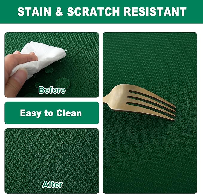 Biscaynebay Textured Fabric Round Christmas Tablecloths 70", Hunter Green Water Resistant Spill Proof Tablecloths for Dining, Kitchen, Wedding, Parties Machine Washable